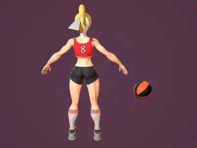 Basketball girl Low-poly 3D model