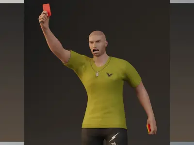 Football Referee game ready character Low-poly 3D model