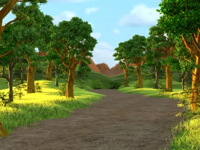 Barnyard farm Low-poly 3D model