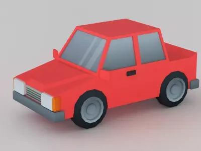 Cartoon Low Poly Car 02 - Sedan Low-poly 3D model