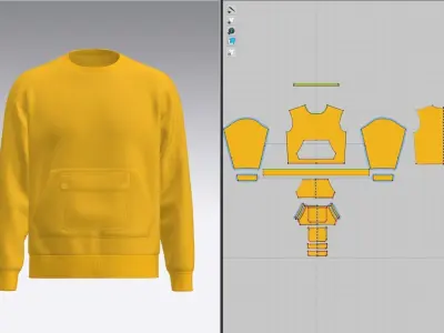 Mens sweatshirt with pocket 3d Modal 3D model