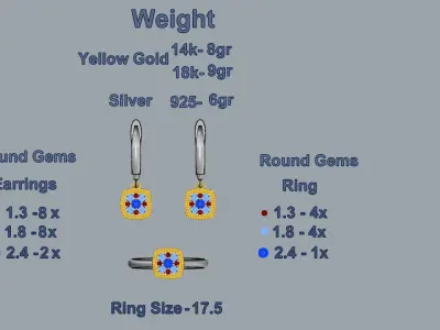 Ring and Earrings 93 3D print model
