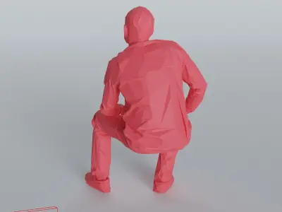 Tim sitting - Low Poly printable Low-poly 3D model