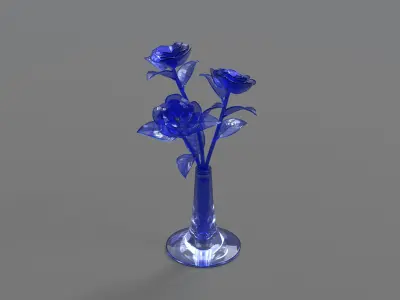 Glass Flower Showpiece Blue 3D model