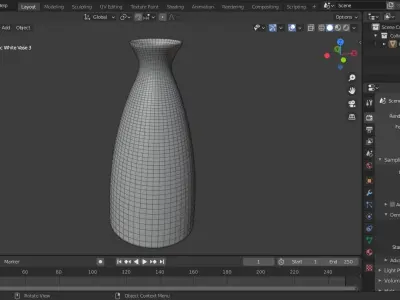 Ceramic White Vase 3 Free 3D model