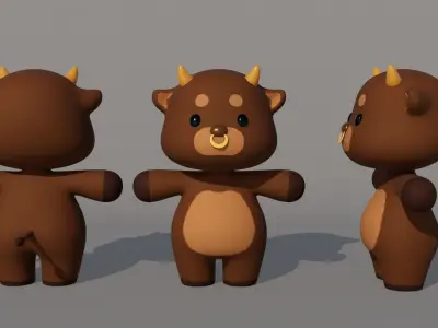 Rigged Cartoon Cow Low-poly 3D model