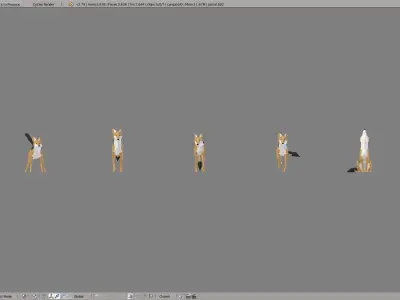 Jackals polygonal wolf Low-poly 3D model