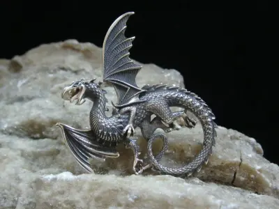 Whitby wyrm Dragon pendant 3D print model