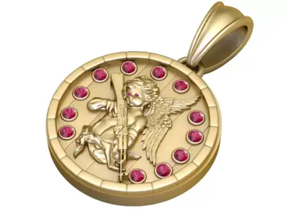 Luxury Angel Guardian Medallion Pendant 3D print model
