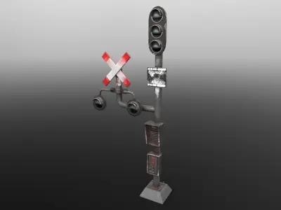 Railway Crossing PBR Low-poly 3D model
