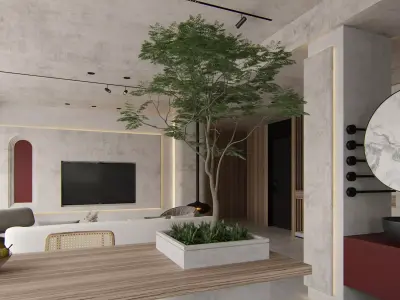 Modern living room dining room interior scenes 482 3D model