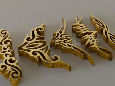 Elegant Decorative Ornament 3D Model  Low-poly 3D model