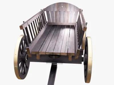 Wooden Cart 3D Low-poly 3D model
