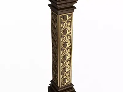 Stair Baluster 02 Red Low-poly 3D model