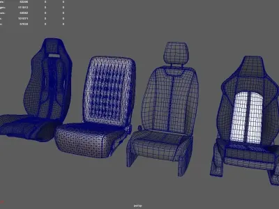 Car Seat Pack Low-poly 3D model