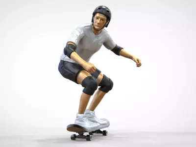 N1 Skateboarder Skateboarding with skateboard 3D print model