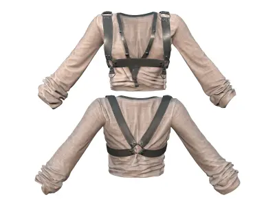 Decorated Pants Top Hat Gloves Punk Outfit Low-poly 3D model