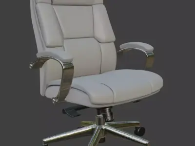 White Leather Executive Office Chair High Detail 3D Model 3D model