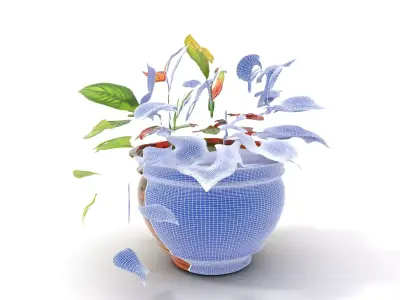 Ornamental Clay Planter model pack Low-poly 3D model