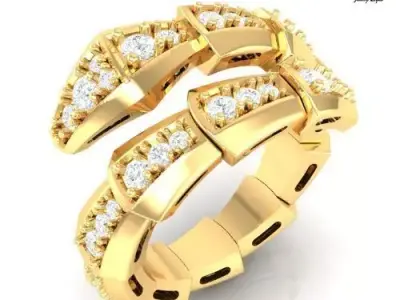 Twisted Serpent Diamond Snake Ring     Gold Designer Jewelry 3D print model