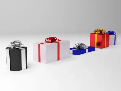 Gift Box Set Low-poly 3D model