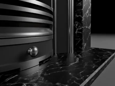 Open Fireplace with Black Marble Surround 3D model
