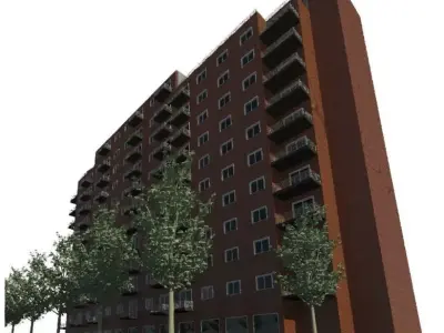 Residential Concrete Building for city Models 12 Storey High 3D model