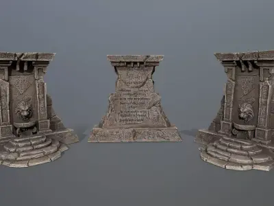 Lion fountain Low-poly 3D model