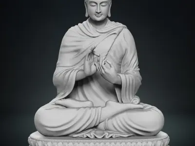 Buddha Dharma Chakra Mudra Low-poly 3D model