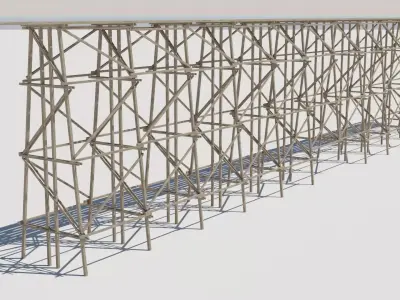 Wood trestle bridge adapted for your games PBR material Low-poly 3D model