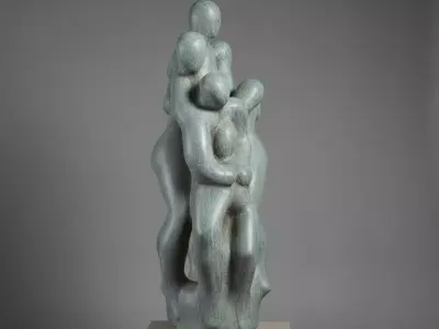 Family Unity Abstract Statue 3D Model for Print Low-poly 3D model