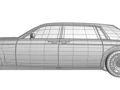 White luxury limousine  3D model