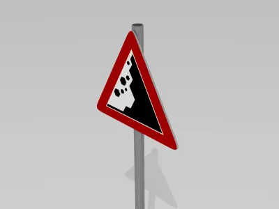 Falling rocks sign 3D model