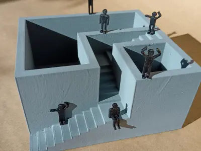 Planter with stairs and figures 3D print model
