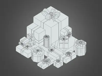 Christmas Presents Low-poly 3D model purchase