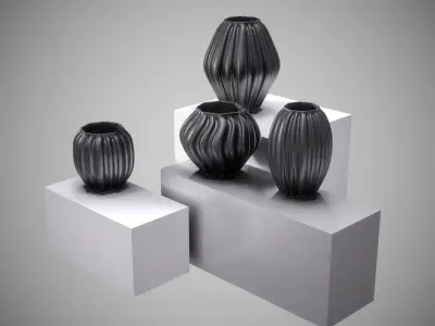 Black Modern Decor Vase COLLECTION 3D model
