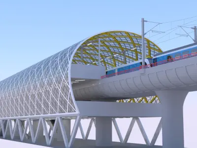 Elevated station with Siemens Vectrain 3D model