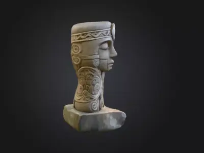 Serene Stone Guardian Low-poly 3D model