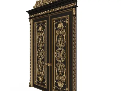 Carved Door Classic 01501 Black Low-poly 3D model