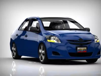 TOYOTA YARIS USPEC BELTA 2008 Sedan v2  Low-poly 3D model