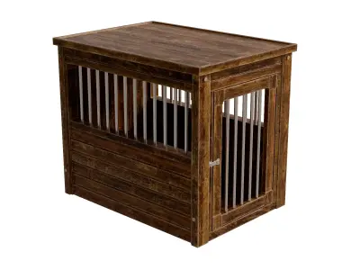 Wooden Furniture Style Dog Crate Medium Size Low-poly 3D model