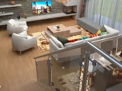 Living Room Design 3D model