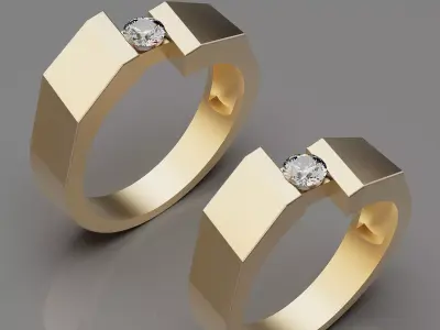 Lux ring silver gold sterling printable jewelry 3D model 3D print model 5