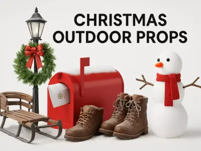 Outdoor Christmas Props Pack Low-poly 3D model
