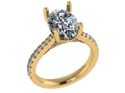 Oval solitaire diamond ring 3D print model