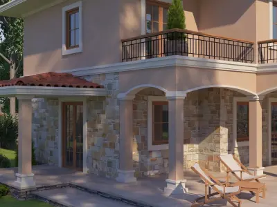 Mediterranean Architectural Style Two Storey Villa 3D model