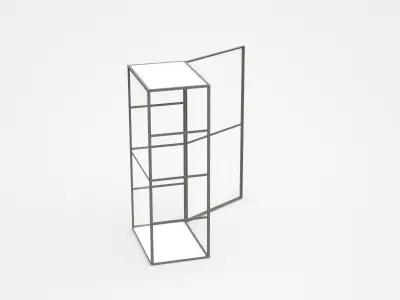 Empty Industrial Shelf Cabinet With Open Door 3D model