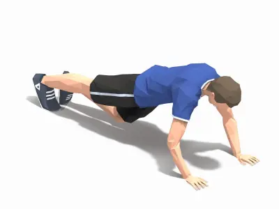 Grasshoper PushUps Exercise Man Animation Low-poly 3D model
