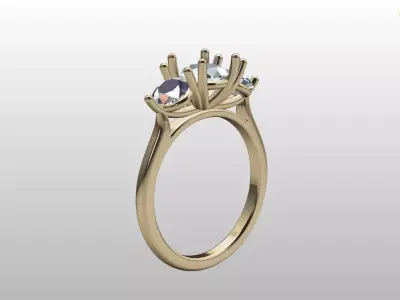 3 STONE RING FOR ROUND STONES 3D print model