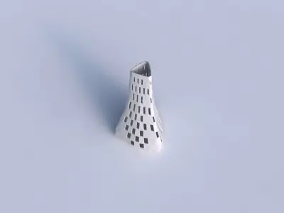 Vase grounded triangle with checker grid lattice 2 3D print model